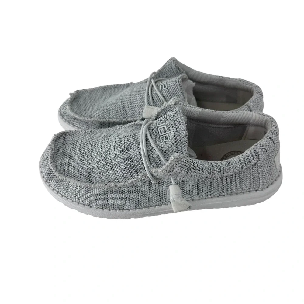 Hey Dude Wally Sox Mens 8 Light Grey Knit Slip On Moccasin Loafers 110060156